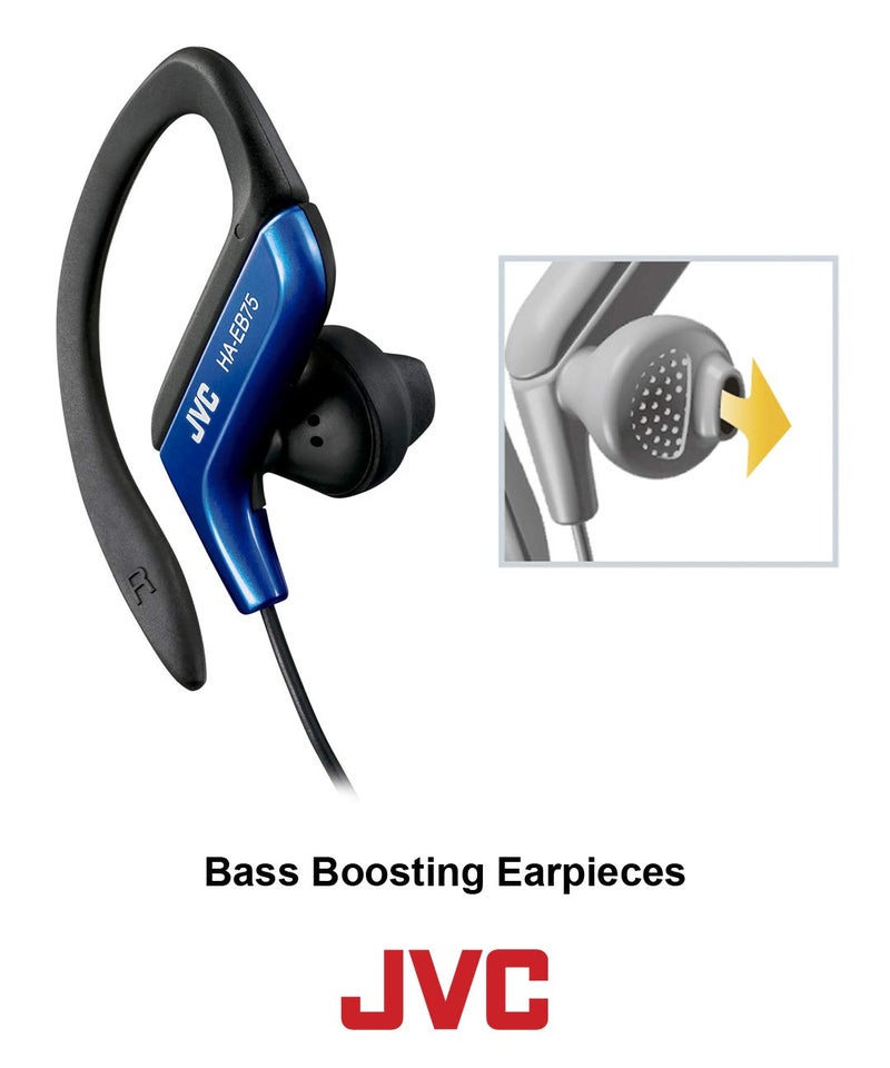 JVC Clip Style Headphone Black and Silver Lightweight and Comfortable Ear Clip Splash Proof Water resistant Powerful Sound with Bass Boost JVC HAEB75S - Image 3